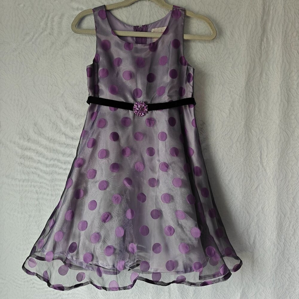 Zoey Girls Sleeveless Dress Easter Party Church Holiday Polka Dots Purple Lavend